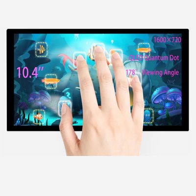 10.4inch QLED Touch Screen 1600x720 Pixels Capacitive Touch LCD Monitor Quantum Dot Display High Brightness HDMI Interface, Compatible with Raspberry Pi 5/4B/3B+/3B/Pi Zero W/Zero 2W/Jetson Nano/PC