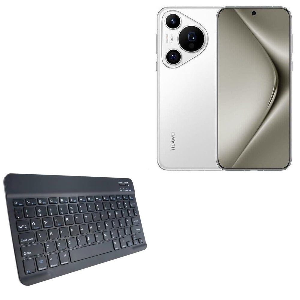 BoxWave Keyboard Compatible with Huawei Pura 70 Pro - SlimKeys Bluetooth Keyboard, Portable Thin with Chiclet-Style Keys - Jet Black