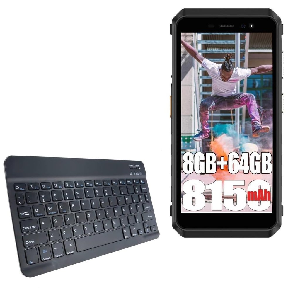 BoxWave Keyboard Compatible with Ulefone Armor X11 Pro - SlimKeys Bluetooth Keyboard, Portable Thin with Chiclet-Style Keys - Jet Black
