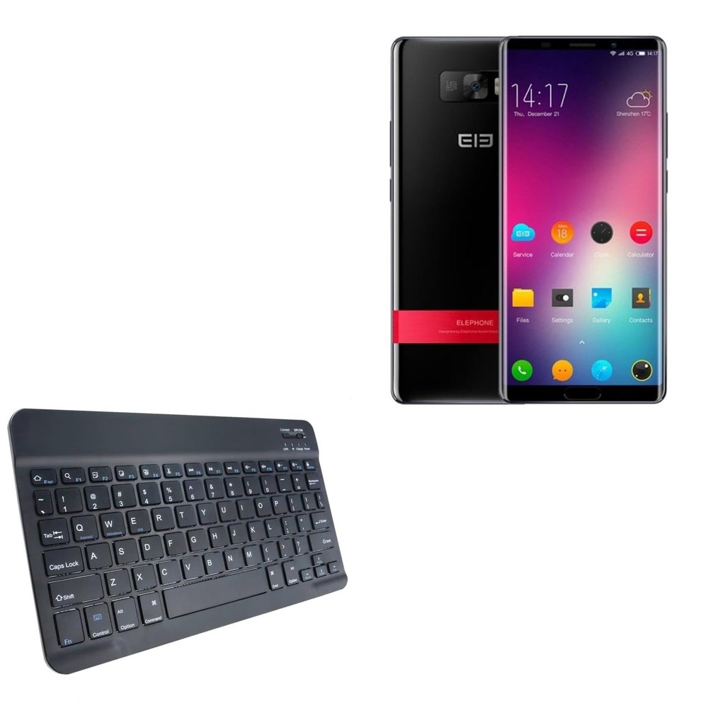 BoxWave Keyboard Compatible with Elephone P11 3D - SlimKeys Bluetooth Keyboard, Portable Thin with Chiclet-Style Keys - Jet Black