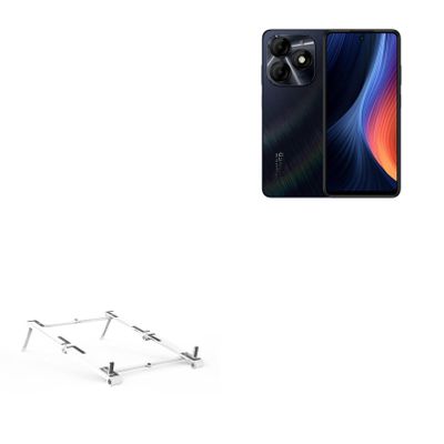 BoxWave Stand and Mount Compatible with itel P55+ - Pocket Aluminum Stand 3-in-1, Portable Multi Angle Viewing Riser - Metallic Silver