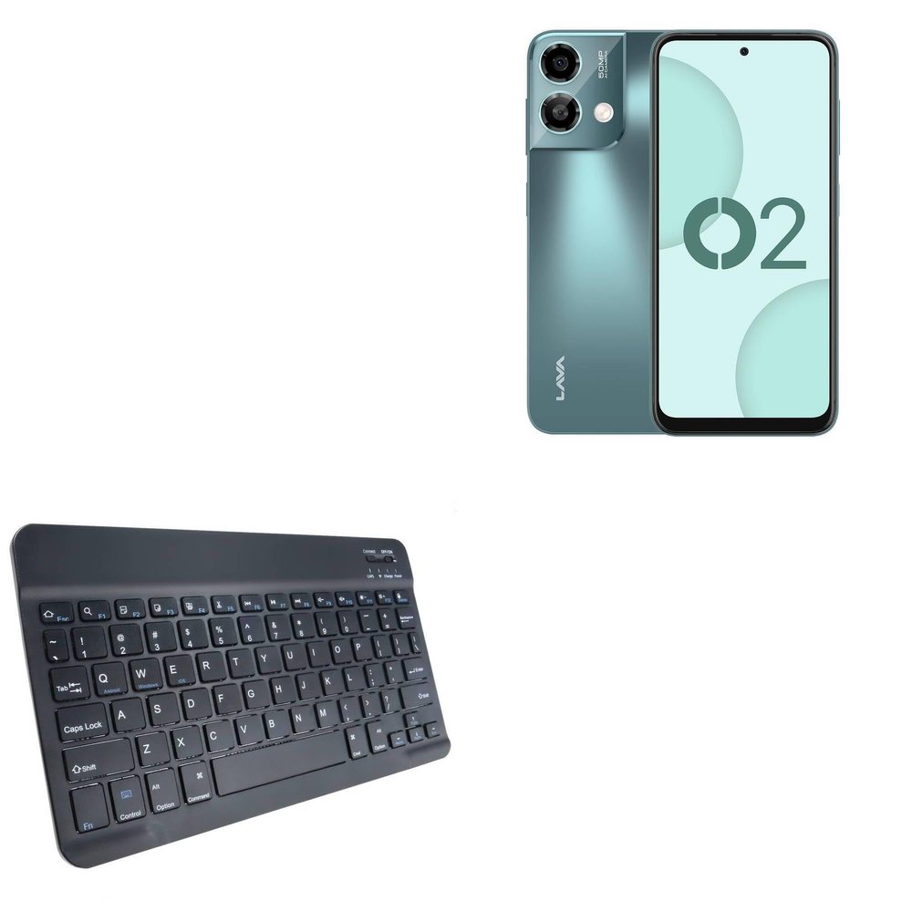 BoxWave Keyboard Compatible with Lava O2 - SlimKeys Bluetooth Keyboard, Portable Thin with Chiclet-Style Keys - Jet Black