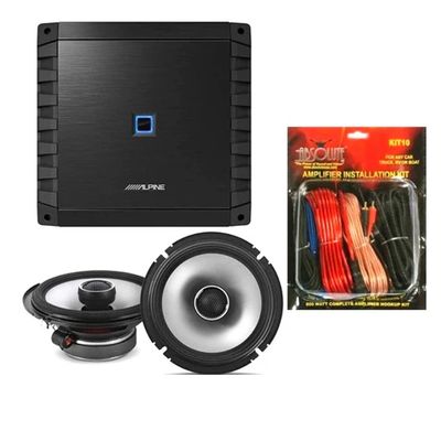 Alpine S2-A36F 600W 4-Channel Car Amplifier & S2-S65 6.5" Coaxial Speakers & KIT10 Installation AMP Kit