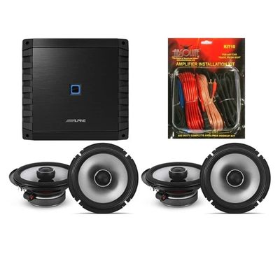 Alpine S2-A36F 600W Class-D 4-Channel Car Amplifier &2 Pair S2-S65 6.5" Coaxial Speakers & KIT10 Installation AMP Kit