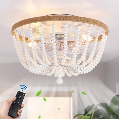 GOWE Bladeless Ceiling Fan with Light with 5 Bulbs