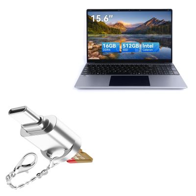 BoxWave Adapter Compatible with Chicbuy CB-LT1505-GP Laptop (15.6 in) - Micro SD Card miniReader, USB Type-C OTG Reader USB3.0 Adapter Keychain - Metallic Silver
