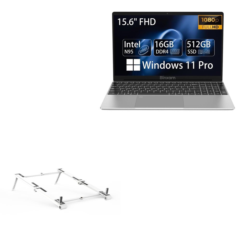 BoxWave Stand and Mount Compatible with Binxarn B15 Windows 11 Laptop (15.6 in) - Pocket Aluminum Stand 3-in-1, Portable Multi Angle Viewing Riser - Metallic Silver