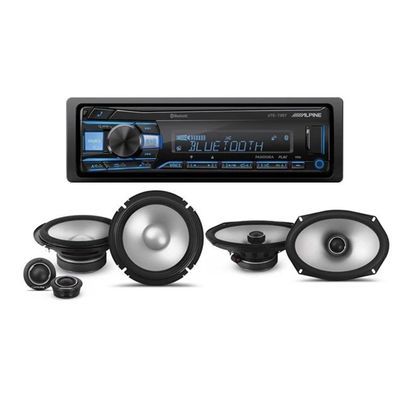 Alpine UTE-73BT in-Dash Digital Media Receiver Bluetooth & S2-S65C 6.5" Component & S2-S69 6x9 Speakers