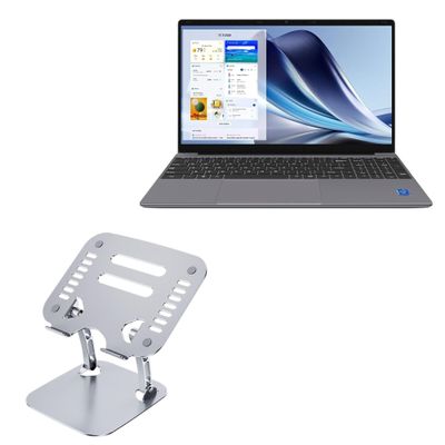 BoxWave Stand and Mount Compatible with Maxsignage Notebook-NJP1561P (15.6 in) - Executive VersaView Laptop Stand, Ergonomic Adjustable Viewing Angle Metallic Riser - Metallic Silver
