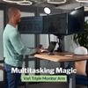 Vari Triple Monitor Arm - VariDesk 3 Computer Monitor Mount Accessory - VESA Compatible Stand with 180 Degree Adjustment - Heavy Duty Articulating Arm - Black view 2