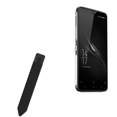 BoxWave Stylus Pouch Compatible with Elephone Soldier - Stylus PortaPouch, Pen Stylii Holder Carrier Portable Self-Adhesive - Jet Black