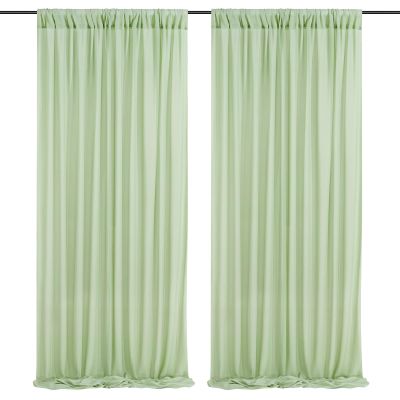 10ft x 8ft Sage Green Backdrop Curtains Sheer Chiffon Backdrop Curtain Photo Backdrop Drapes for Birthday Party Wedding Decorations 2 Panels 5ft x 8ft