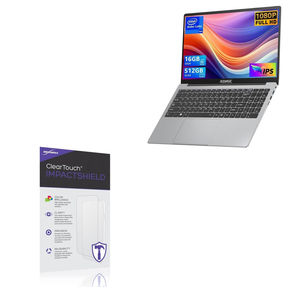 BoxWave Screen Protector Compatible with ACEMAGIC AX15 Windows 11 Laptop (15.6 in) - ClearTouch ImpactShield (2-Pack), Impenetrable Screen Protector Flexible Film