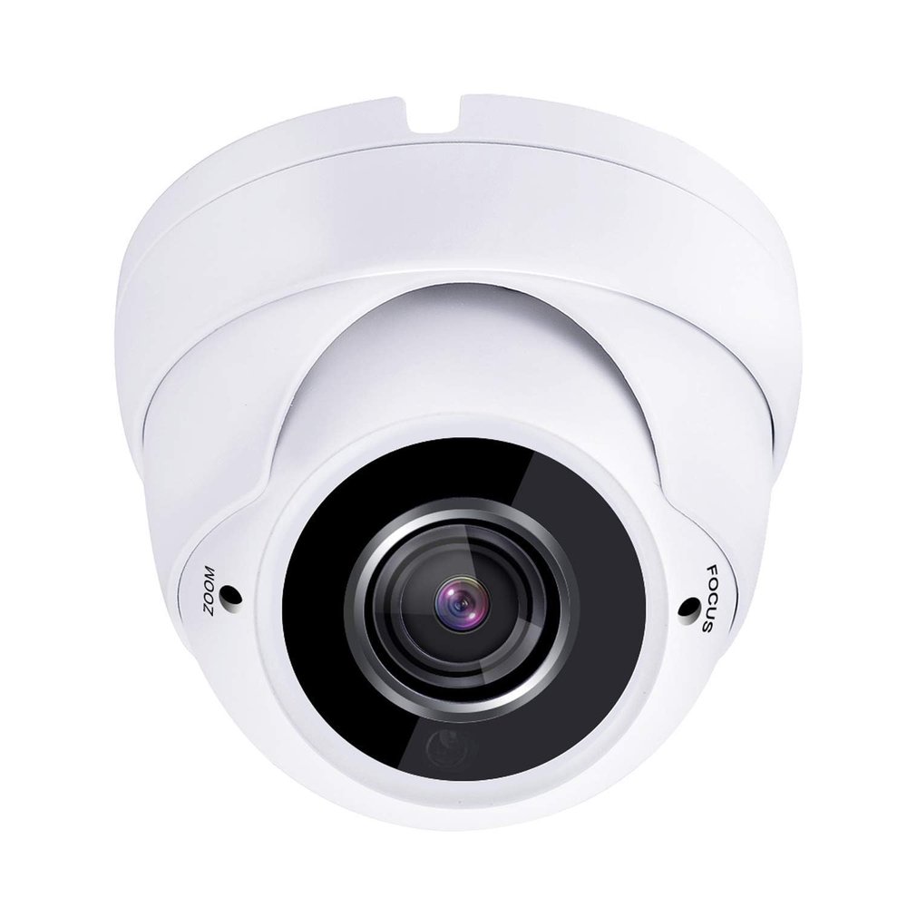 1stPV 5MP 4in1 (TVI, AHD, CVI, CVBS) CCTV Security Day/Night Color IR HD Dome Camera 2.8-12mm Varifocal Lens 5 Megapixel WDR Weather/Vandalproof Metal Housing Indoor Outdoor 12VDC (White)