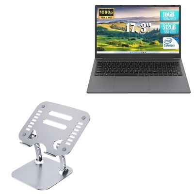 BoxWave Stand and Mount Compatible with MYW MTL1732L Laptop (17 in) - Executive VersaView Laptop Stand, Ergonomic Adjustable Viewing Angle Metallic Riser - Metallic Silver