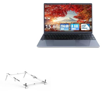 BoxWave Stand and Mount Compatible with Urao LT1504 Laptop (15.6 in) - Pocket Aluminum Stand 3-in-1, Portable Multi Angle Viewing Riser - Metallic Silver