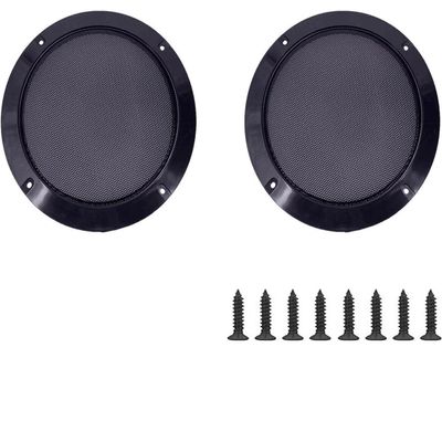 6.5" Universal Speaker Grille Mesh Cover, Round Decorative Ring Woofer Protection Grille Protective Cover for Cars Home Stereo DIY Accessories Black with 8Pcs Screws - (2 Pcs)