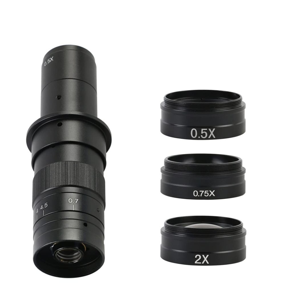 JOEBO Microscope Kit 0.5X / 2.0X / 0.3X Auxiliary Barlow Objective Glass Lens for 180X/300X C-Mount Zoom Lens Industry Video Microscope Camera Microscope Lens Adapters (Color : 180x-B)