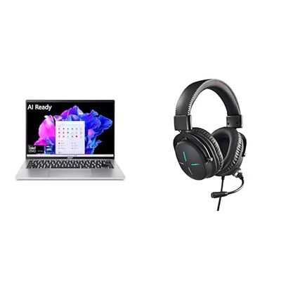 Acer Swift Go 14 Laptop | 14" Touch | Unlock AI Experiences | Ultra 7 155H | Intel ARC | 16GB LPDDR5X | 512GB SSD | SFG14-72T-718K Nitro Gaming Headset II: 50mm Drivers | Retractable Mic