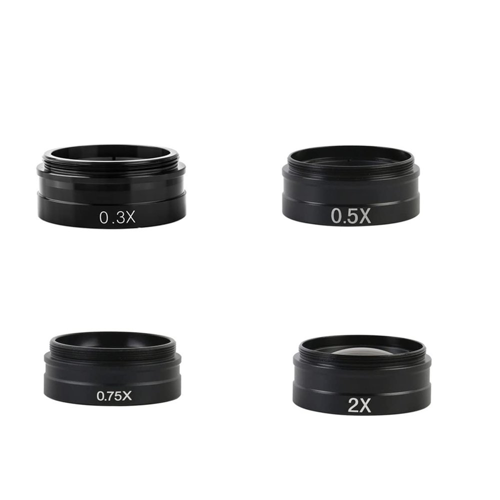 JOEBO Microscope Kit 0.5X / 2.0X / 0.3X Auxiliary Barlow Objective Glass Lens for 180X/300X C-Mount Zoom Lens Industry Video Microscope Camera Microscope Lens Adapters (Color : A)