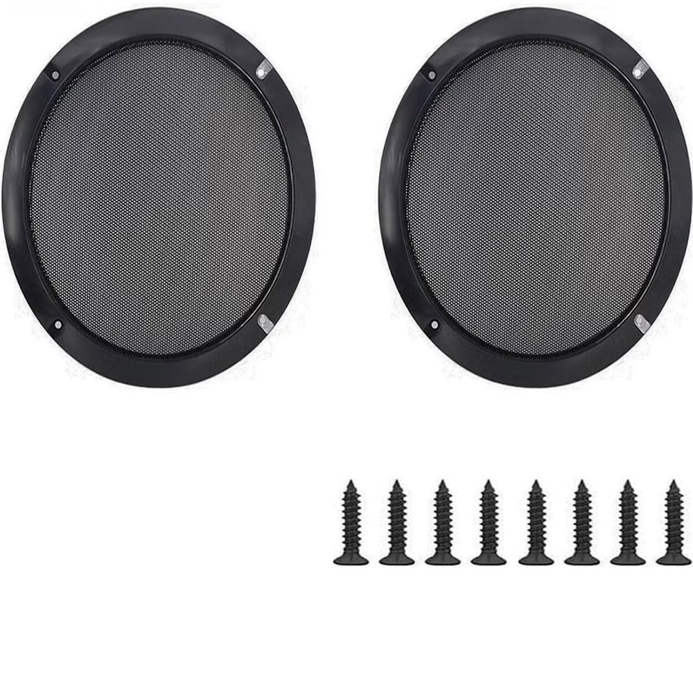 10" Universal Speaker Grille Mesh Cover, Round Decorative Ring Woofer Protection Grille Protective Cover for Cars Home Stereo DIY Accessories Black with 8Pcs Screws - (2 Pcs)