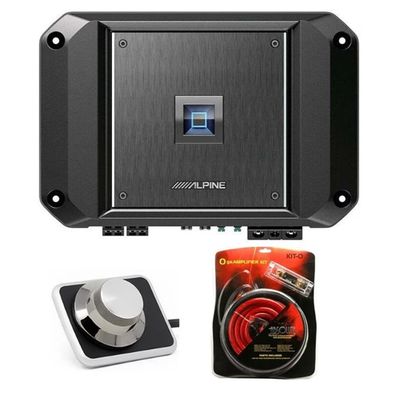 Alpine R2-A60F 4 Channel 600 Watt Class D Car Audio Amplifier & RUX-H01 Remote Bass Knob & KIT0 Installation AMP Kit