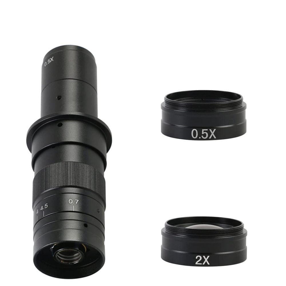 JOEBO Microscope Kit 0.5X / 2.0X / 0.3X Auxiliary Barlow Objective Glass Lens for 180X/300X C-Mount Zoom Lens Industry Video Microscope Camera Microscope Lens Adapters (Color : 180x-D)