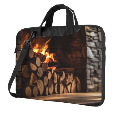 Wood on Fireplace Laptop Bag 15.6 inch Laptop Messenger Shoulder Bag Travel Computer Bag for Women Men