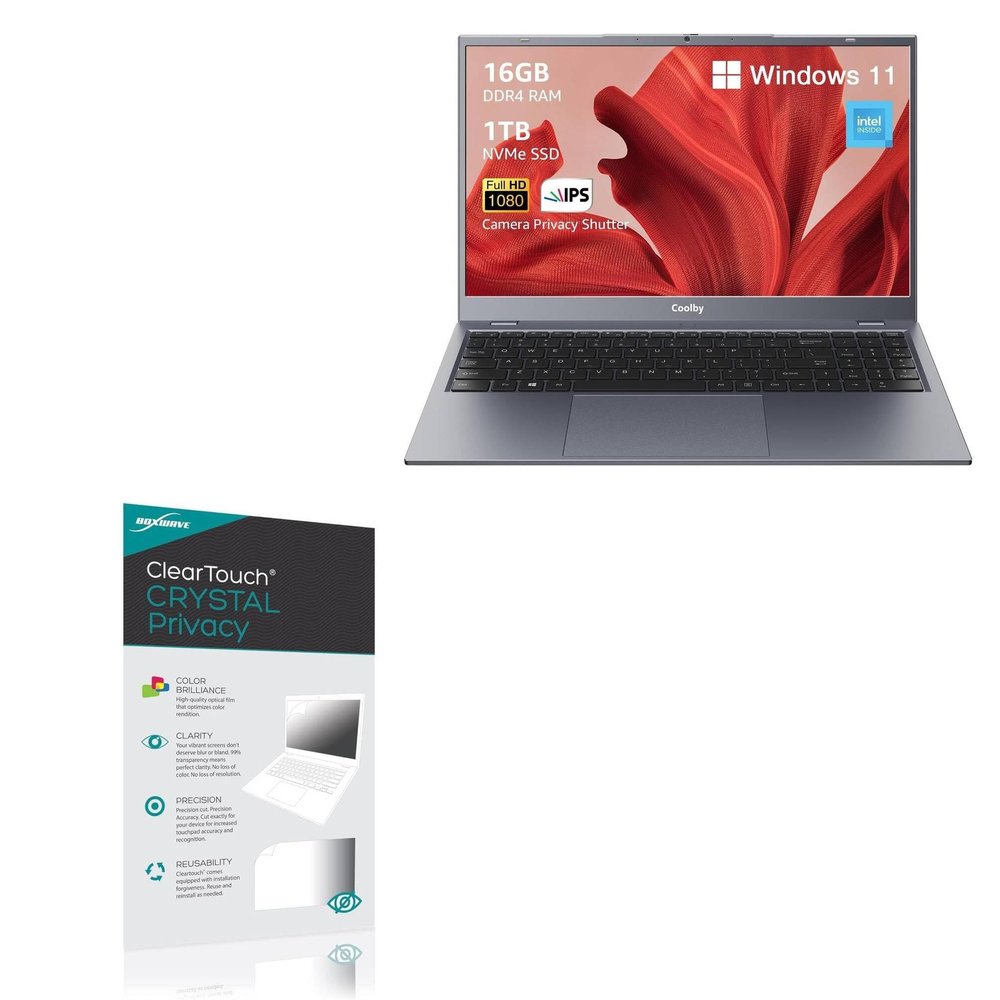 BoxWave Screen Protector Compatible with Coolby RiaBook (15.6 in) - ClearTouch Crystal Privacy (2-Pack), Privacy Screen Protector Flexible Film Clear