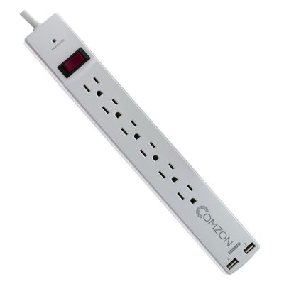 Surge Protector Power Strip with USB Ports, Flat Plug 3 Prong 6 Outlet Wall Mount 6ft Extension Cord Power Strip for Appliances, refrigerators, Electronic Devices 5 Pack