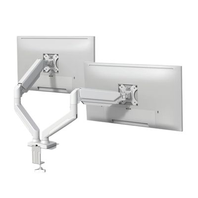 AVXANKTG Desktop Gas Spring Dual Monitor Stand arm for 13"-32" Screen Monitor Support air Pressure mounting Bracket, Each VESA Load 2-9kg (Color : White)