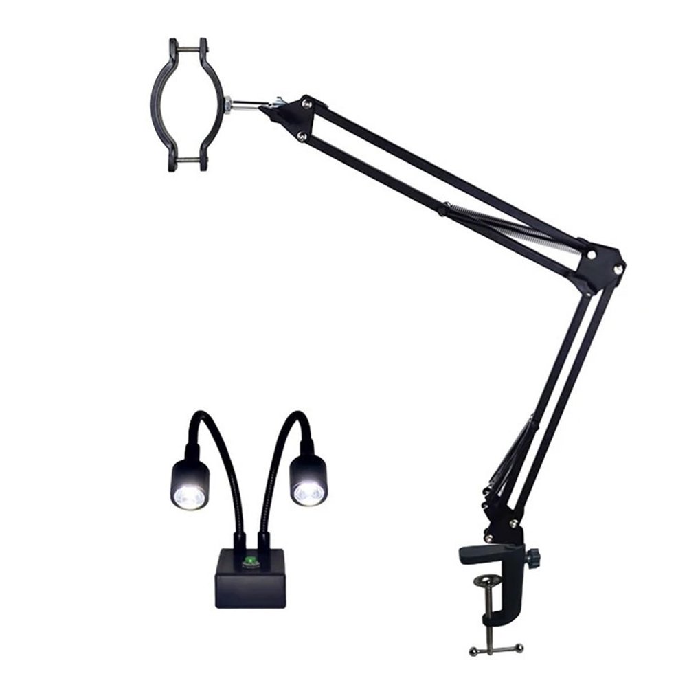JOEBO Microscope Kit Adjustable Microscope Lens Holder Stand LED Spotlight Digital Camera Microscope Lens Adapters (Color : Stand and Light)
