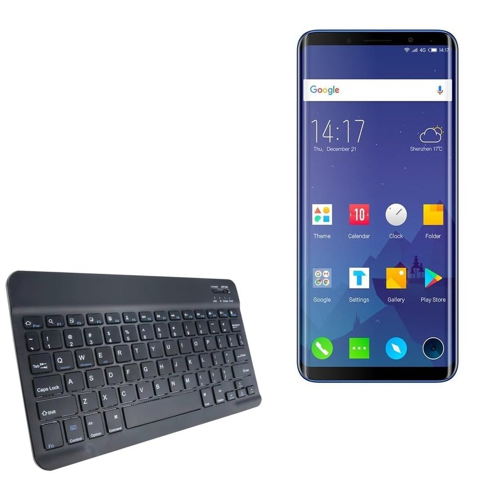 BoxWave Keyboard Compatible with Elephone U Pro - SlimKeys Bluetooth Keyboard, Portable Thin with Chiclet-Style Keys - Jet Black