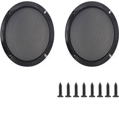8" Universal Speaker Grille Mesh Cover, Round Decorative Ring Woofer Protection Grille Protective Cover for Cars Home Stereo DIY Accessories Black with 8Pcs Screws - (2 Pcs)