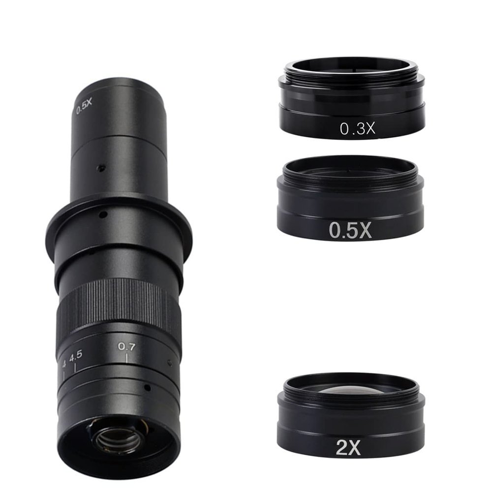 JOEBO Microscope Kit 0.5X / 2.0X / 0.3X Auxiliary Barlow Objective Glass Lens for 180X/300X C-Mount Zoom Lens Industry Video Microscope Camera Microscope Lens Adapters (Color : 180x-C)