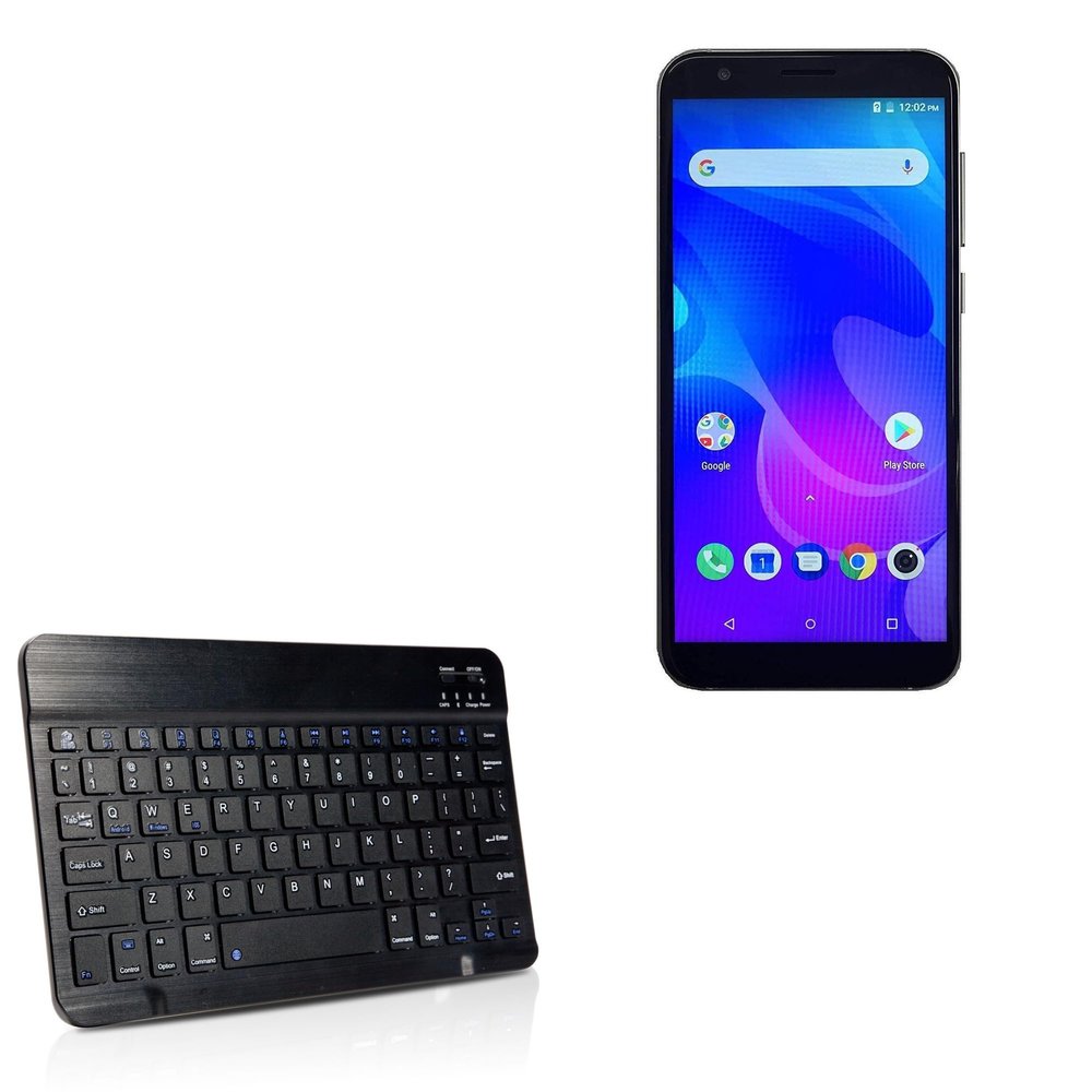 BoxWave Keyboard Compatible with Coolpad Mega 5A - SlimKeys Bluetooth Keyboard, Portable Thin with Chiclet-Style Keys - Jet Black