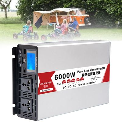 4000/5000/6000/8000w Pure Sine Wave Power Inverter, Intelligent Inverter 12/24/48/60v Dc to Ac 110/220v Converter with LCD Display for Camping,6000W-24Vto220V