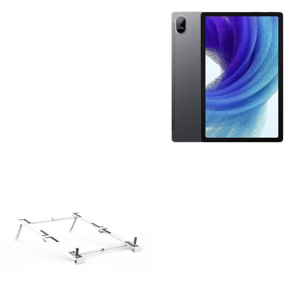 BoxWave Stand and Mount Compatible with Oscal Pad 15 - Pocket Aluminum Stand 3-in-1, Portable Multi Angle Viewing Riser - Metallic Silver