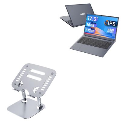 BoxWave Stand and Mount Compatible with IJKKJI MTL1561 Windows 11 Laptop (17.3 in) - Executive VersaView Laptop Stand, Ergonomic Adjustable Viewing Angle Metallic Riser - Metallic Silver
