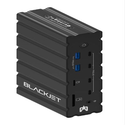 Blackjet RX-4 Thunderbolt 4 Docking Station  17-Port USB-C Hub with HDMI, DisplayPort, SD/microSD, RJ45 Ethernet, USB-A, USB4  For MacBook Pro, Windows Laptops  Aluminum BLACK finish APPLE