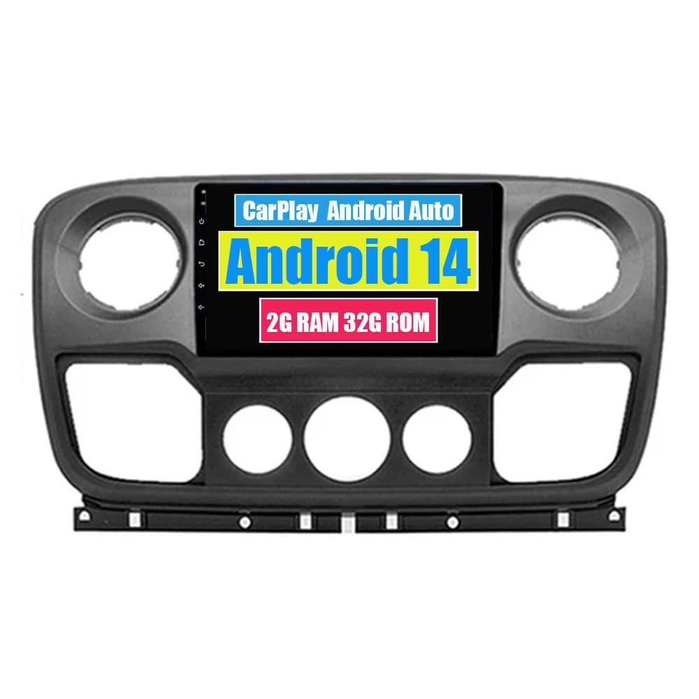 RoverOne Car Radio GPS for Renault Master for Nissan NV400 for Opel Movano 2010-2021 with CarPlay Android Auto Multimedia Player Navigation Stereo Bluetooth WiFi, RO-T3778