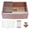 33 Rose Gold Farmhouse Sink - 33 * 21 * 10 Inch Kitchen Sink Stainless Steel 16 Gauge Apron Front Kitchen Sink view 1