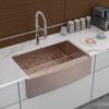 33 Rose Gold Farmhouse Sink - 33 * 21 * 10 Inch Kitchen Sink Stainless Steel 16 Gauge Apron Front Kitchen Sink view 2