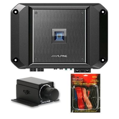 Alpine R2-A60F 4 Channel 600 Watt Class D Car Audio Amplifier & RUX-KNOB.2 Remote Bass Knob Bundle