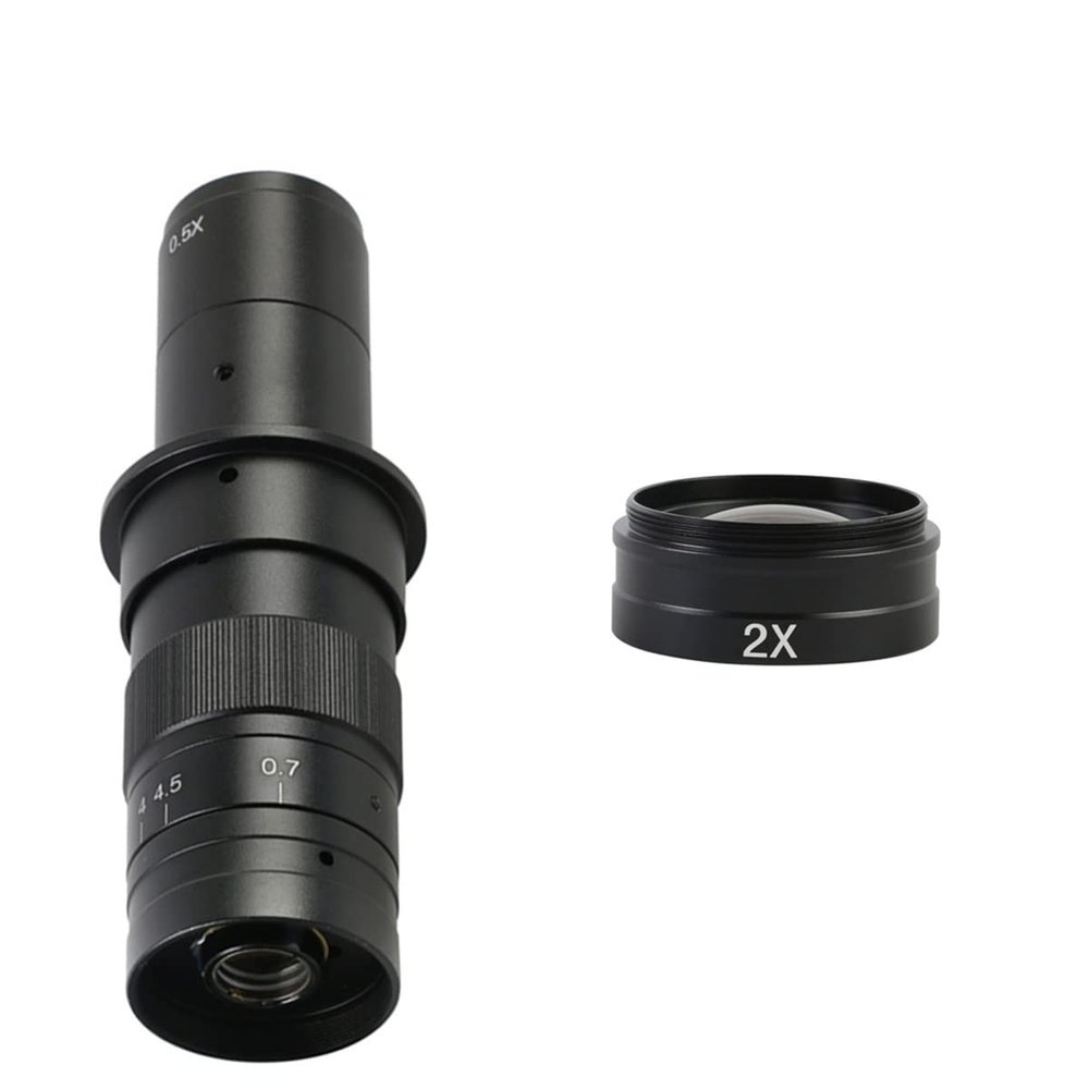 JOEBO Microscope Kit 0.5X / 2.0X / 0.3X Auxiliary Barlow Objective Glass Lens for 180X/300X C-Mount Zoom Lens Industry Video Microscope Camera Microscope Lens Adapters (Color : 180x-E)