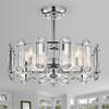 GOWE Dia 26 inch Crystal Chandelier Ceiling Fan Vintage Fandelier Flush Mounted Invisible for Bedroom Dining Room Living Room Kitchen Farmhouse Entry, Chrome view 2