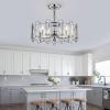 GOWE Dia 26 inch Crystal Chandelier Ceiling Fan Vintage Fandelier Flush Mounted Invisible for Bedroom Dining Room Living Room Kitchen Farmhouse Entry, Chrome view 4