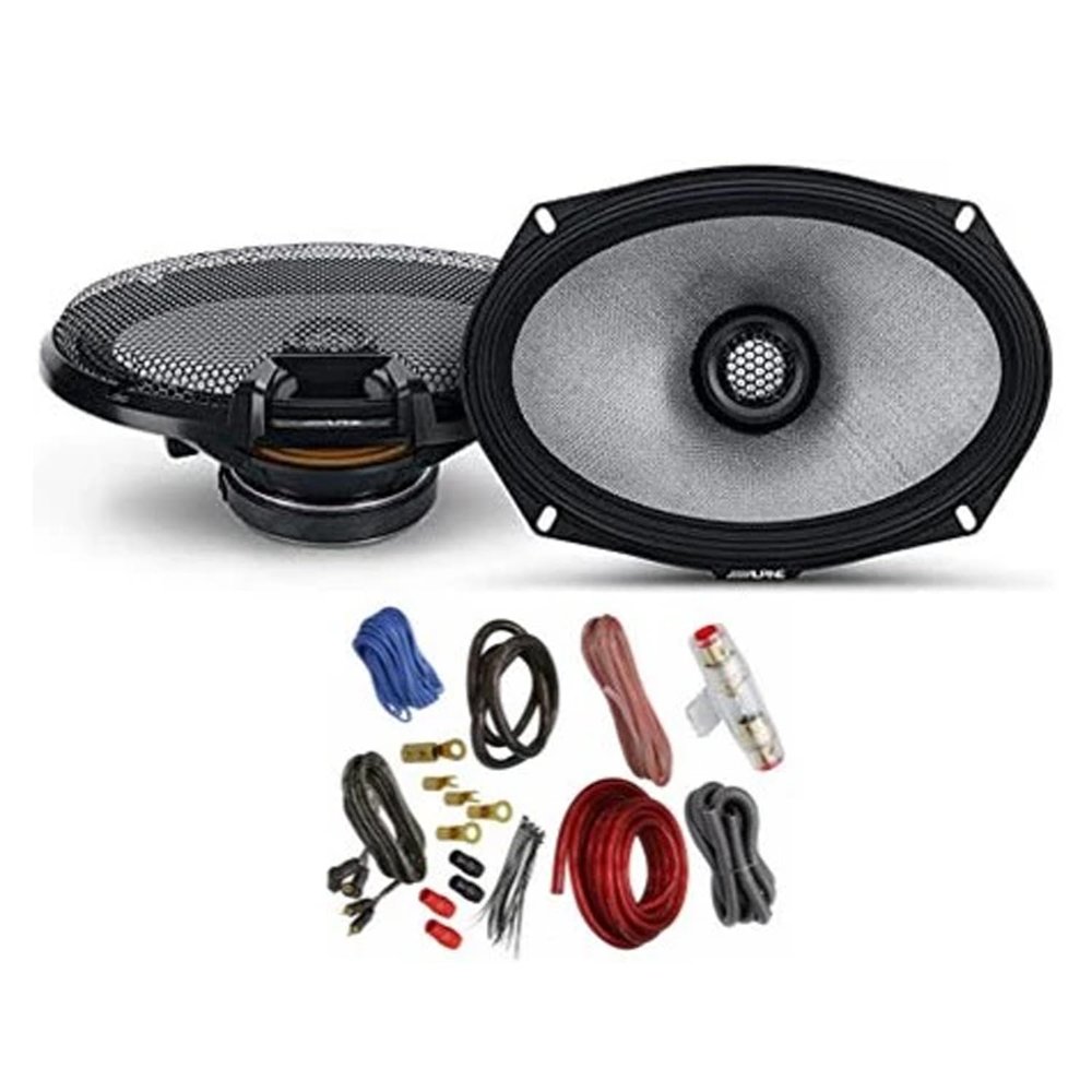 Alpine R2-S69 R-Series 6"x9" 600W 2-Way Car Coaxial Speakers & KIT4 Installation AMP Kit