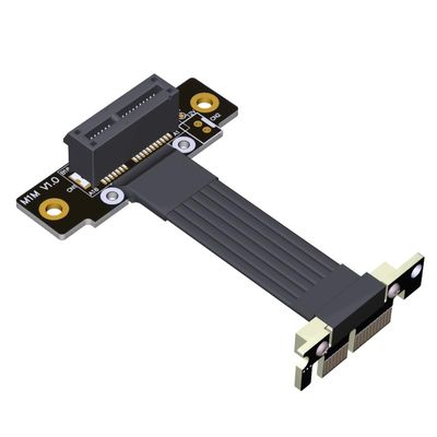 ADTLINK PCIe 4.0 x1 to x1 Dual Right Angle Extension Riser Cable with Metal Mhield Support Wake and CLKRUN (M11SM-TL 4.0, 10cm)