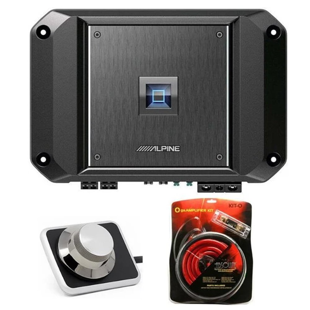 Alpine R2-A60F 4 Channel 600 Watt Class D Car Audio Amplifier & RUX-H01 Remote Bass Knob & KIT0 Installation AMP Kit